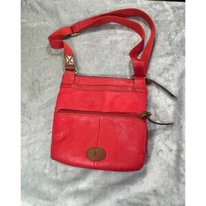 Fossil Purse Red Leather Morgan Traveler Crossbody Bag vintage pre owned